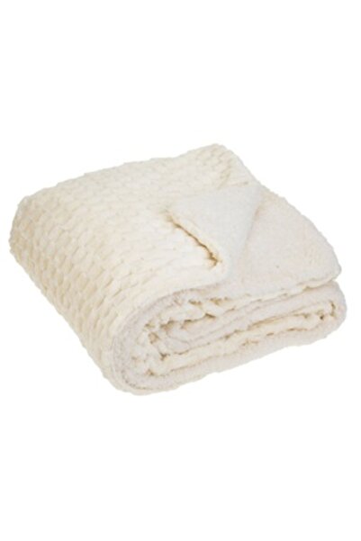 Zumzeria Ecru White Winter Sherpa Blanket for Armchair 160x130cm