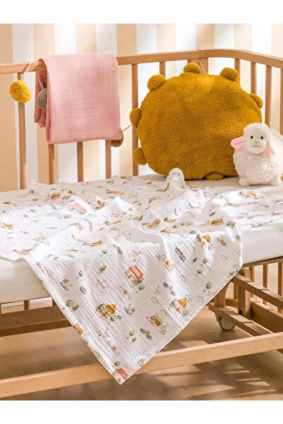LC Waikiki Mixed Printed Baby Girl Muslin Blanket 85X85 cm (S6)