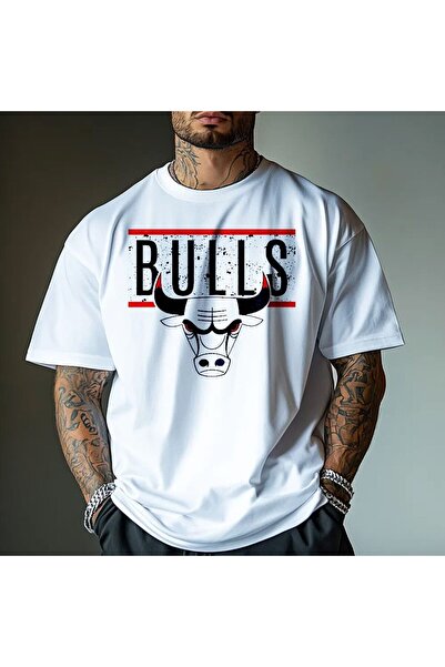 LELVANİ TRICOU BĂRBAȚI BULLS CU IMPRIMARE OX, CU GULER ROTUND