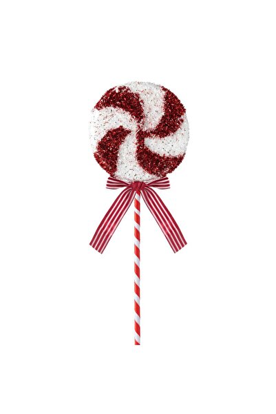 Zumzeria Christmas Tree Ornament Candy in Red and White Foam with Tinsel 40.5cm