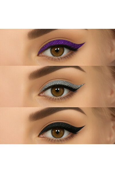 Zumzeria Self-Adhesive Glitter Eyeliner in Black, Silver, and Purple - 4 Pairs