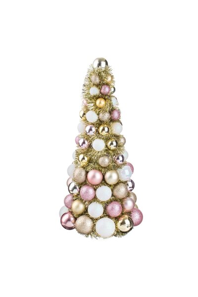 Zumzeria Christmas Tree with Green Tinsel & Gold Red Balls 42cm