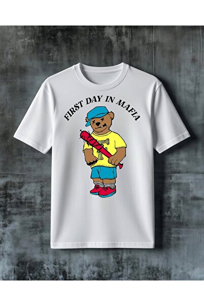 COMVİCHO First Day Mafia Ayici Printed Oversize T-Shirt