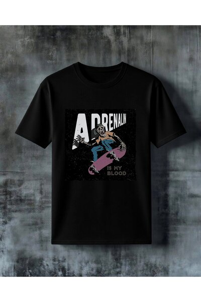 COMVİCHO Adrenalin Skateboard Printed Oversize T-Shirt