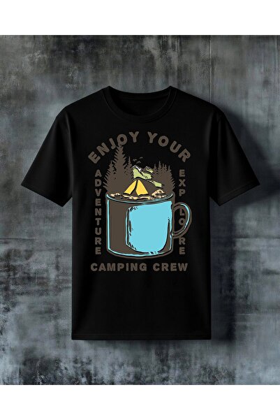 COMVİCHO Enjoy Your Explore Camping Printed Oversize T-Shirt