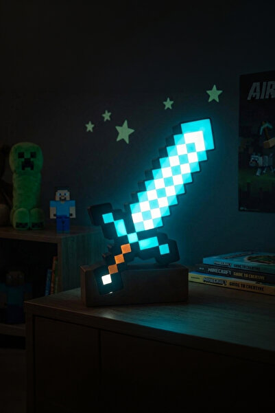 MEK Minecraft Elmas Kılıç Tasarımlı Dekoratif Aydınlatma (23x17cm)