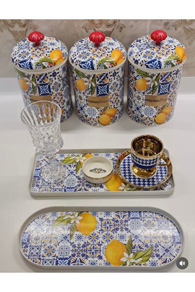 CSR HOME Limon desenli baharatlık tepsi set