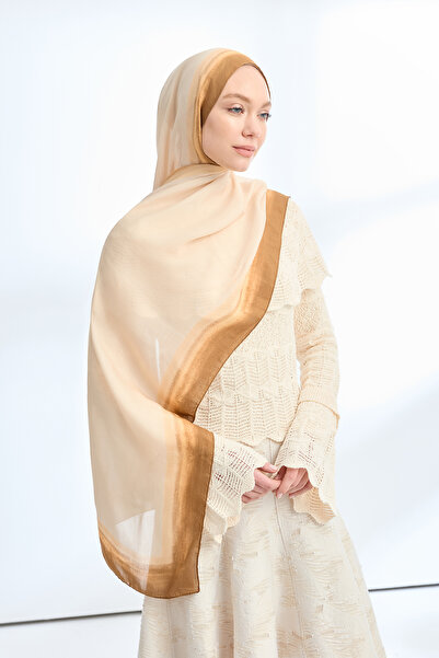 ARMANDA Soft Blush Viscose Shawl - Beige - Oil Green