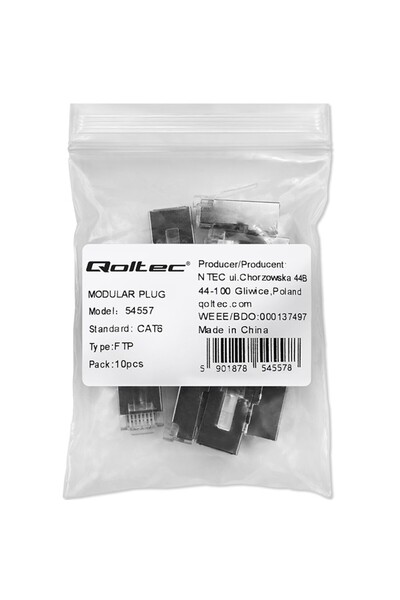 Qoltec Conectori modulari RJ45 |   CAT6 |   FTP |   Contacte ambalate |   10 ...