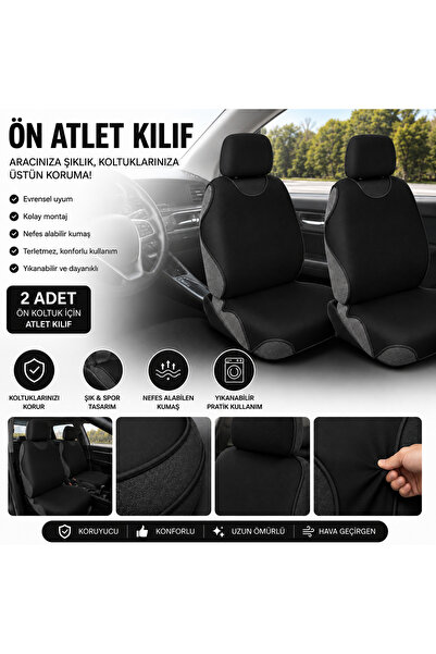 zifona Auto Athlete Seat Cover for Front Seats Black Black