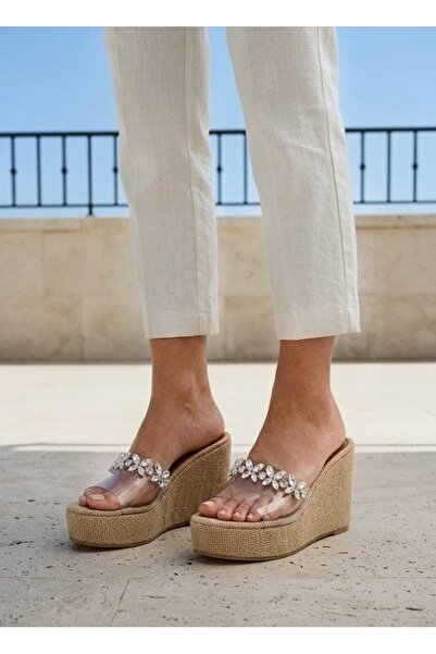 ZENNESHOES Wicker filling transparent heeled women's sandals