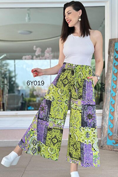 İnce Topuk Pocketed Casual Viscose Pants 6Y019