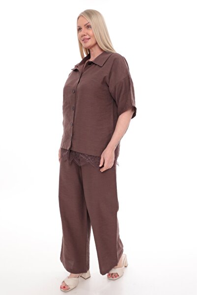 zitex Set elegant de top și pantaloni, cu detalii din dantelă și nasturi, din...