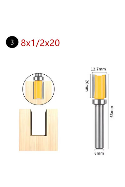 choice2 8x12.7x20 Milling Cutter 8mm Shank Template Trim Hinge Mortising Rout...