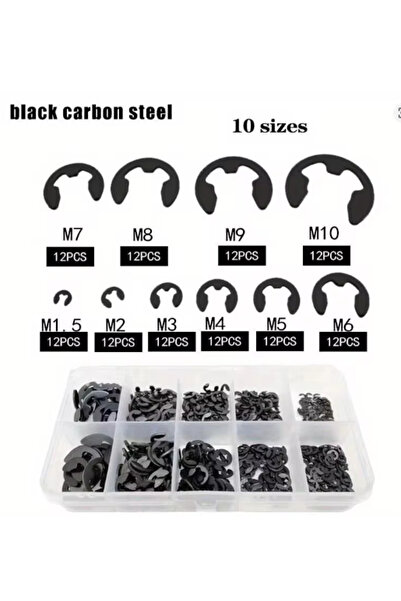 Choice 120pcs 120PCS Black Stainless Steel Retaining Circlip Set Snap Ring E-...