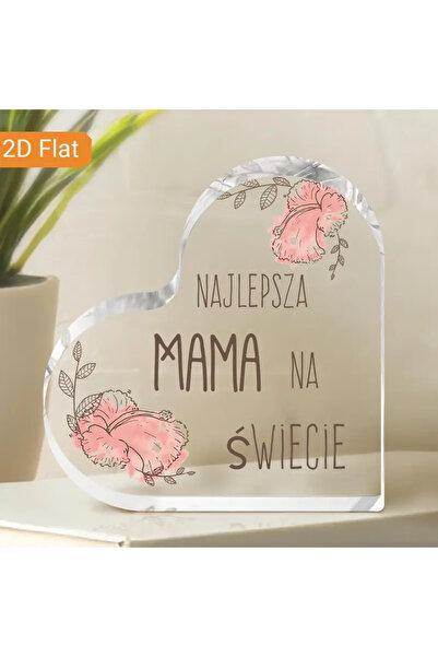 Choice 2D Flat, 1pc Heart-Shaped Acrylic Decorative Plaque with Pink Floral D...