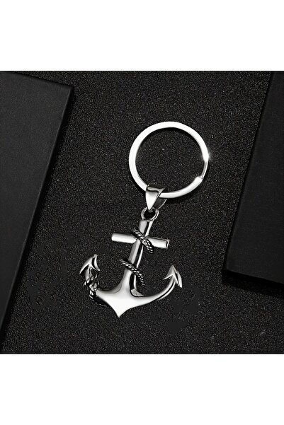 Choice Silvery Retro pirate ship anchor pendant key chain men's sailor trend ...
