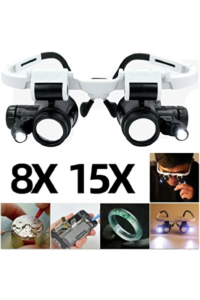 Choice 9892H جديد 2XLED عدسة مكبرة للرأس قابلة للتعديل لإصلاح المجوهرات والساعات