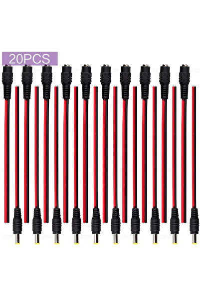 Choice1 20PCS 10/20PCS 12V Dc Connectors Male Female Jack Cable Wire Line Ada...