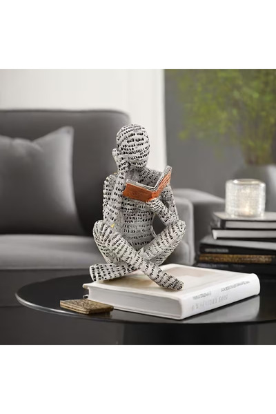 Choice1 A One abstract letter-shaped male reading figurine statue - A unique ...