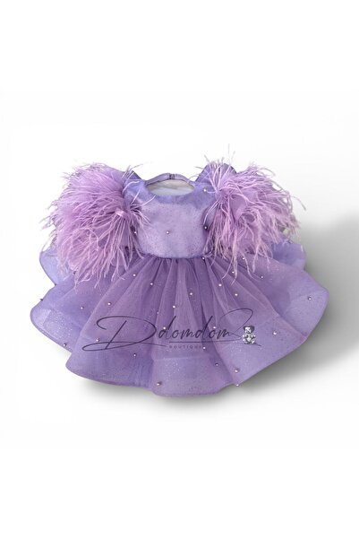Domdom Boutique Raisa short sleeve dress with feathers