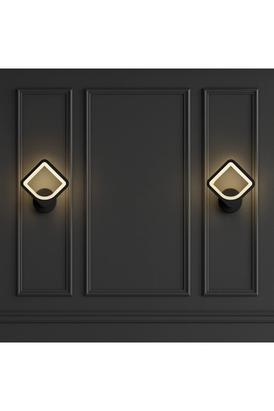 Elektroyou MS72006-1 Siyah Mimari 3 Renk Ledli Modern Aplik-Takım 2 Adet