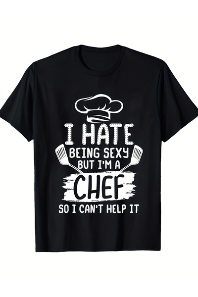 yiou trendy clothing تي شيرت رجالي بشعار Fun Chef