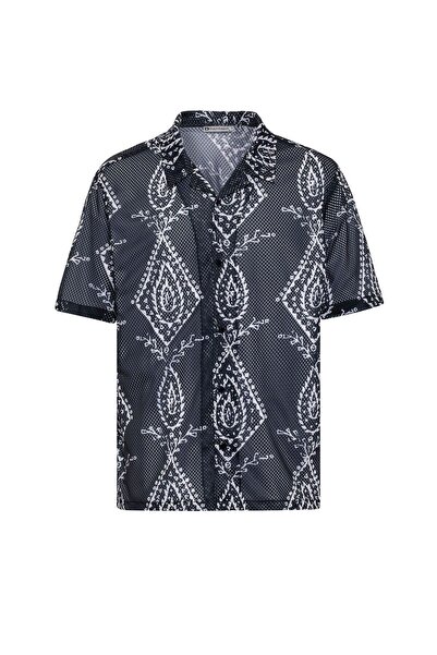 S13 Store Desenli Fitilli Oversize Gömlek