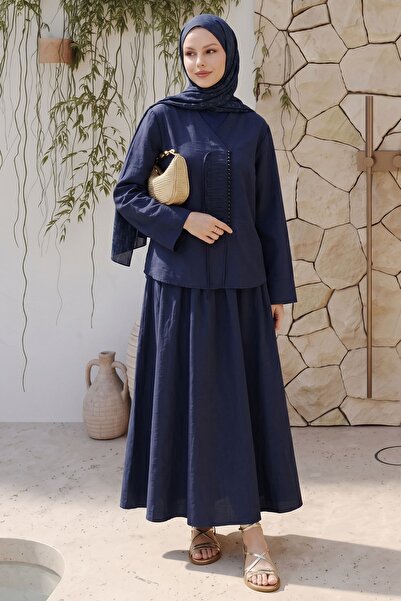 InStyle Truvakar Sleeveless Navy Blue Buttoned Suit