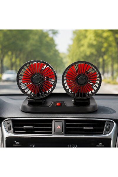KMT Ventilator Auto cu Două Capete, cu Conector la Bricheta, Negru cu Palete ...