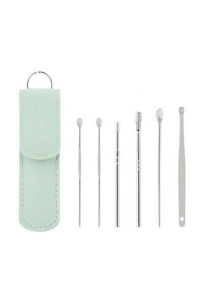 Choice3 1set-green 6Pcs/set Earwax Cleaner Earwax Remover Stainless Steel Ear...