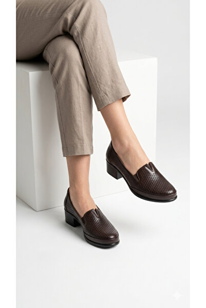 Women's Brown Heeled Shoes Orthopedic Classic Shoes Heeled Mother Shoes Casual Shoes