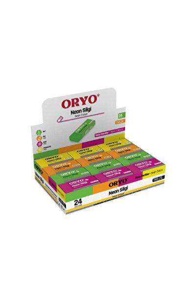 ORYO Solid Color Neon Erasers Box of 24