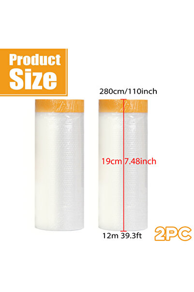 Choice6 280cmx10mx2pc Protective Pre-Taped Masking Film, Plastic Sheeting for...