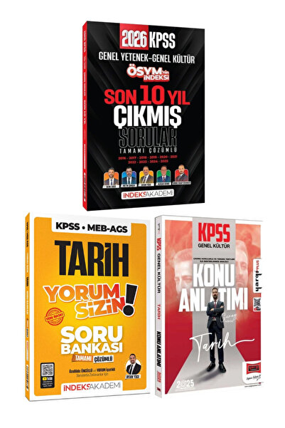 İndeks Akademi KPSS 2026 Son 10 Yıl Çıkmış Sorular+ Aydın Yüce Tarih Yorum Si...