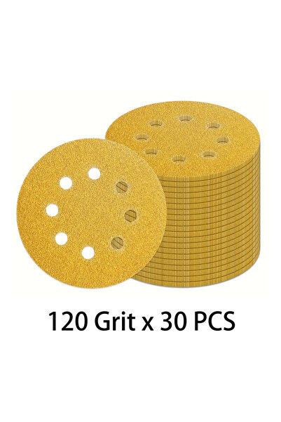 Choice4 30Pcs 120 Grits 30pcs 5 In 8 Hole Sanding Discs Hook and Loop, 40/60/...