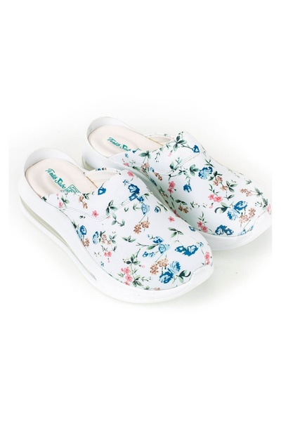 Other Terlik Sabo SuperMax Medical Clogs for Women, White Floral (ST503)