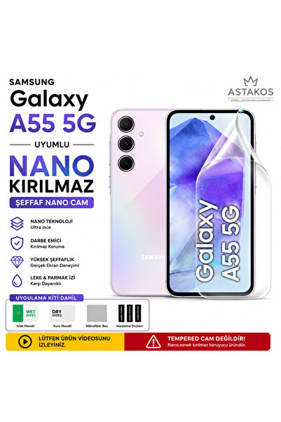 Astakos واقي شاشة هيدروجيل نانو شفاف غير قابل للكسر متوافق مع هاتف Galaxy A55...