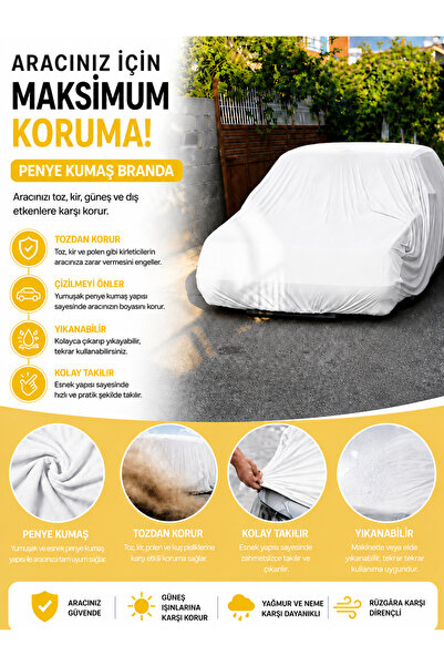 zifona Auto Branda Car Cover Combed Cotton Luxury Washable Logo-Free White Hb...