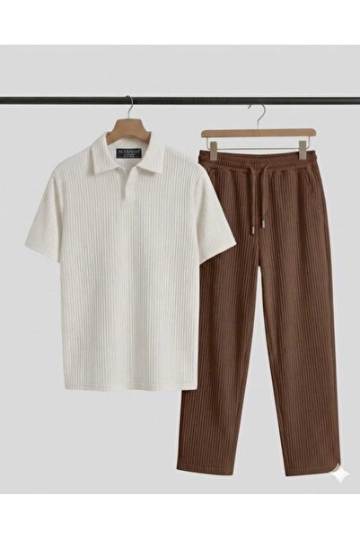 ALİ.COM Ottoman Tissue-Lined Lycra Flexible Fabric T-Shirt and Pants 2-Piece Set