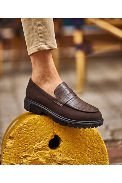 EXCLUSIVE STYLE Mocasini maro închis din piele neagră cu talpa neagră - SKIN