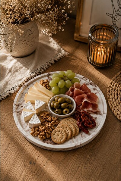 Akanart Studio Brown Marble Pattern Decorative Presentation Plate