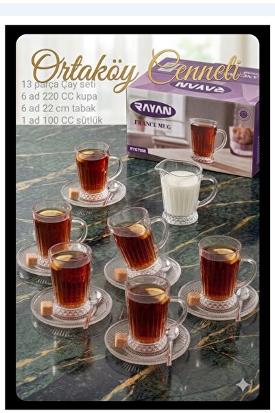 ORTAKÖYCENNETİ M. C Madeliena model 13 parça çay keyf set 220 cc kupa 6 ad 12...