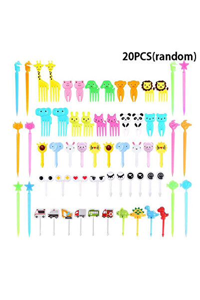 Choice1 20PCS Animal Fruit Fork Food Grade Plastic Mini Cartoon Kids Cake Fru...