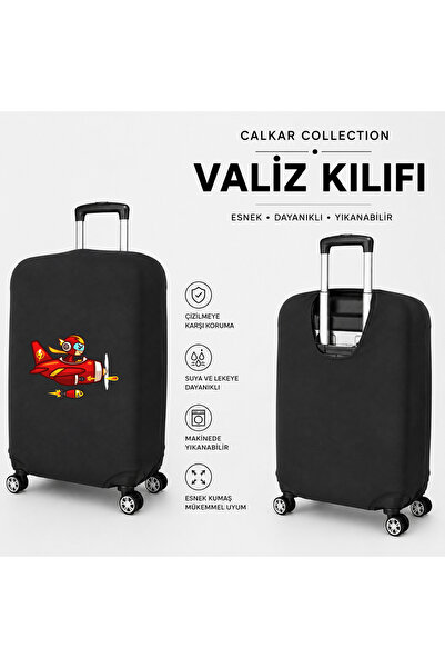 CALKARCOLLECTION غطاء حقيبة سفر أسود مطبوع من Travel Mode لحماية الحقائب