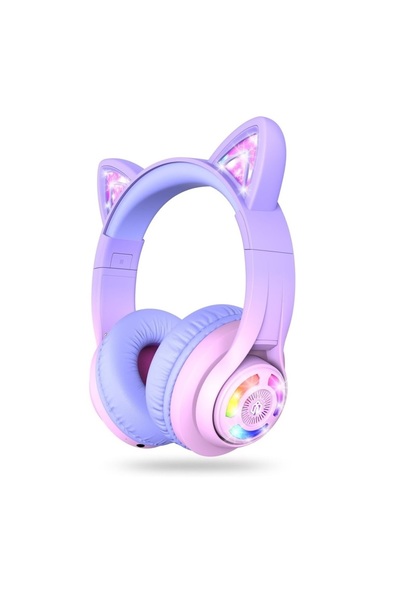 iClever BTH13 Cat Ear Headphones for Kids, Bluetooth 5.2, RGB LED, Volume Lim...