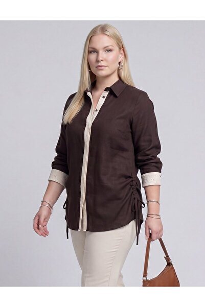 Kayra Brode Garnili Lyocell Tunic Dark Brown