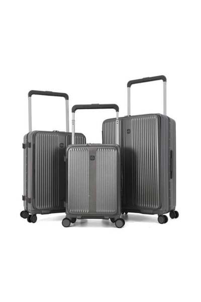 Akyat Travel luggage set 3 pieces front opening - gray