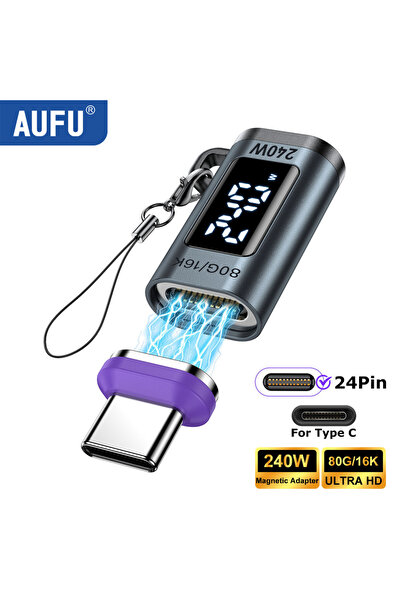 Choice1 محول 24 دبوس من النوع C AUFU 24PIN 240W مع شاشة رقمية، محول USB C إلى...