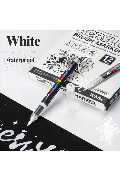 Choice 12 white 12Pcs Black/White Premium Highlight Acrylic Marker Pen, Quick...